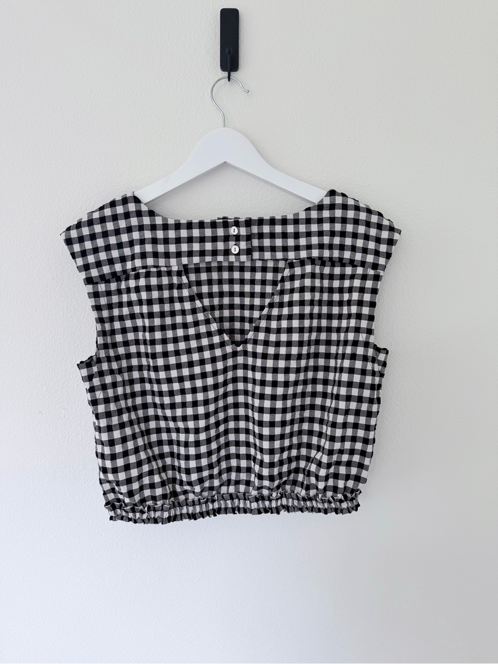 Maeve Anthropologie Black & White Gingham Crop Top Size Medium - Picture 6 of 11